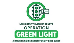 A stoplight with all green lights, and the words "Operation Green Light, A Driver License Reinstatement Event."