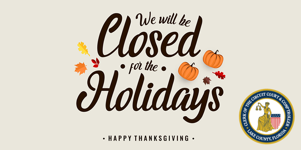 Lake County Clerk’s Office to close for Thanksgiving holiday